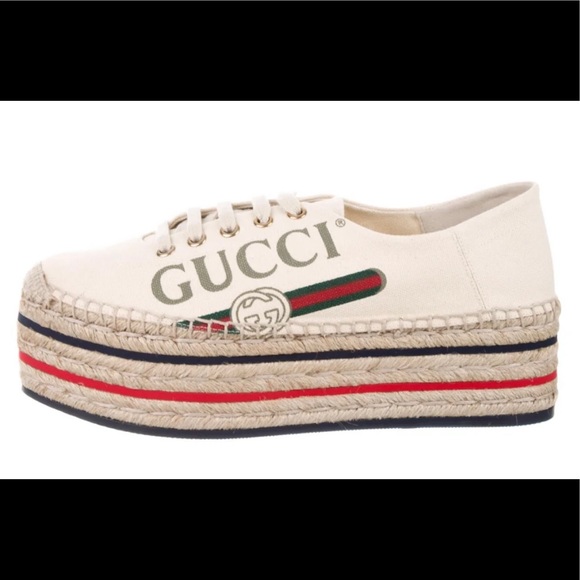 Lilibeth Gucci Printed Fabric Flatform Espadrille - Picture 7 of 13